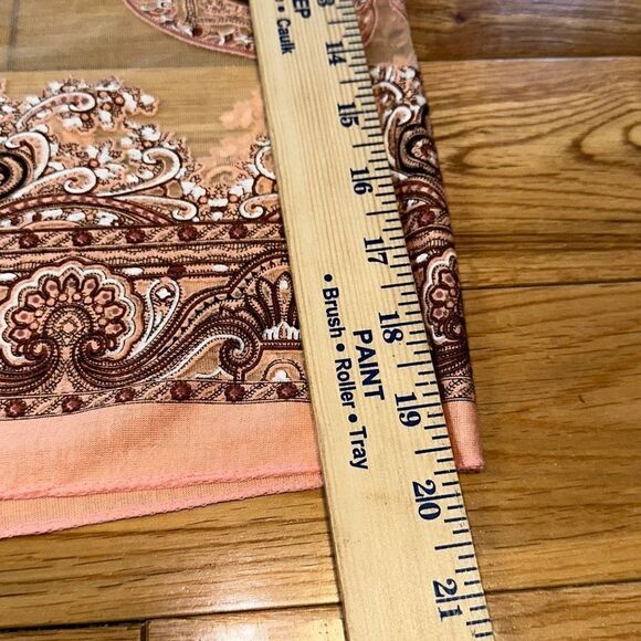 Delicate pink and peach shawl, scarf, wrap see through mesh & tassels 60 in long - Picture 9 of 10